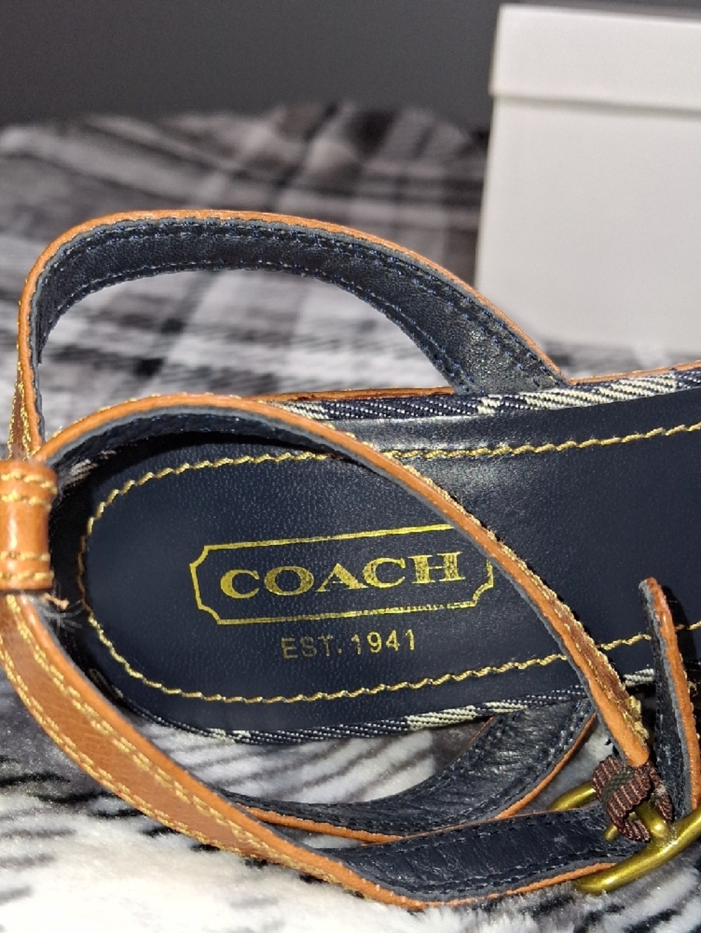 Vintage Coach Denim Patch Espadrille Wedges - Brown/Blue - Picture 13 of 17